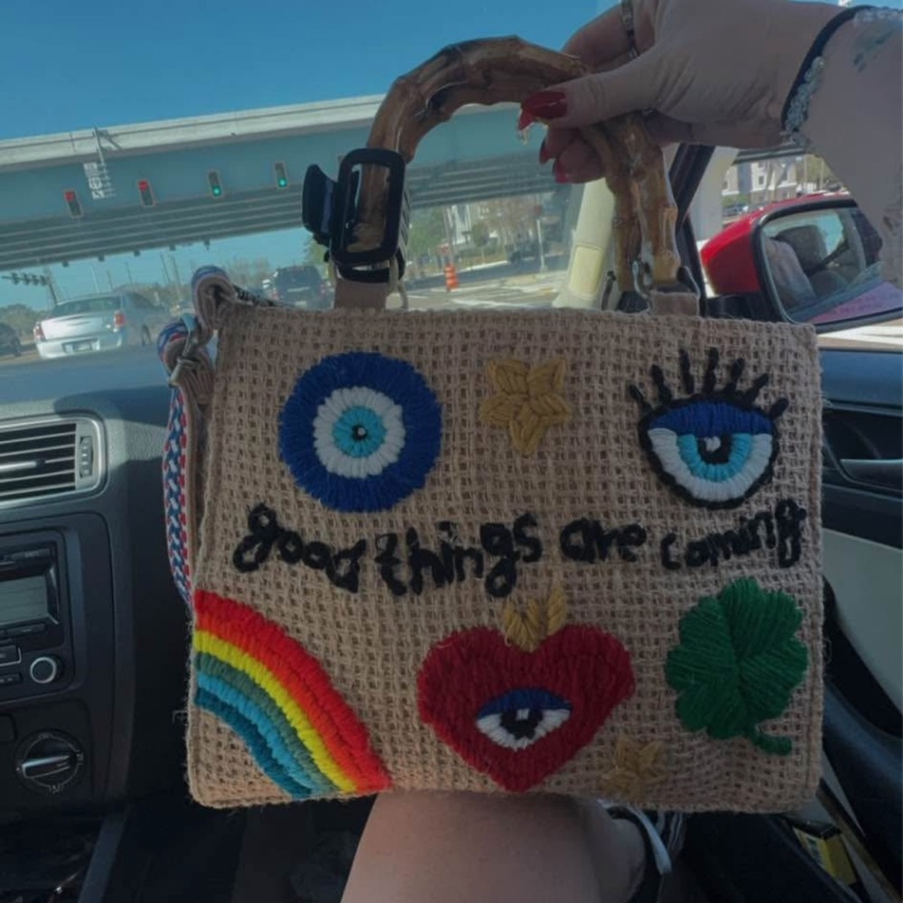 Colorful Embroidered Women's Bag America & Beyond Tote Evil Eye